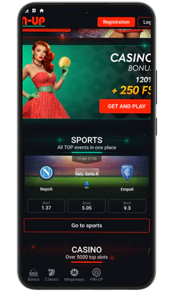 Скриншот главной страницы Pin-Up
